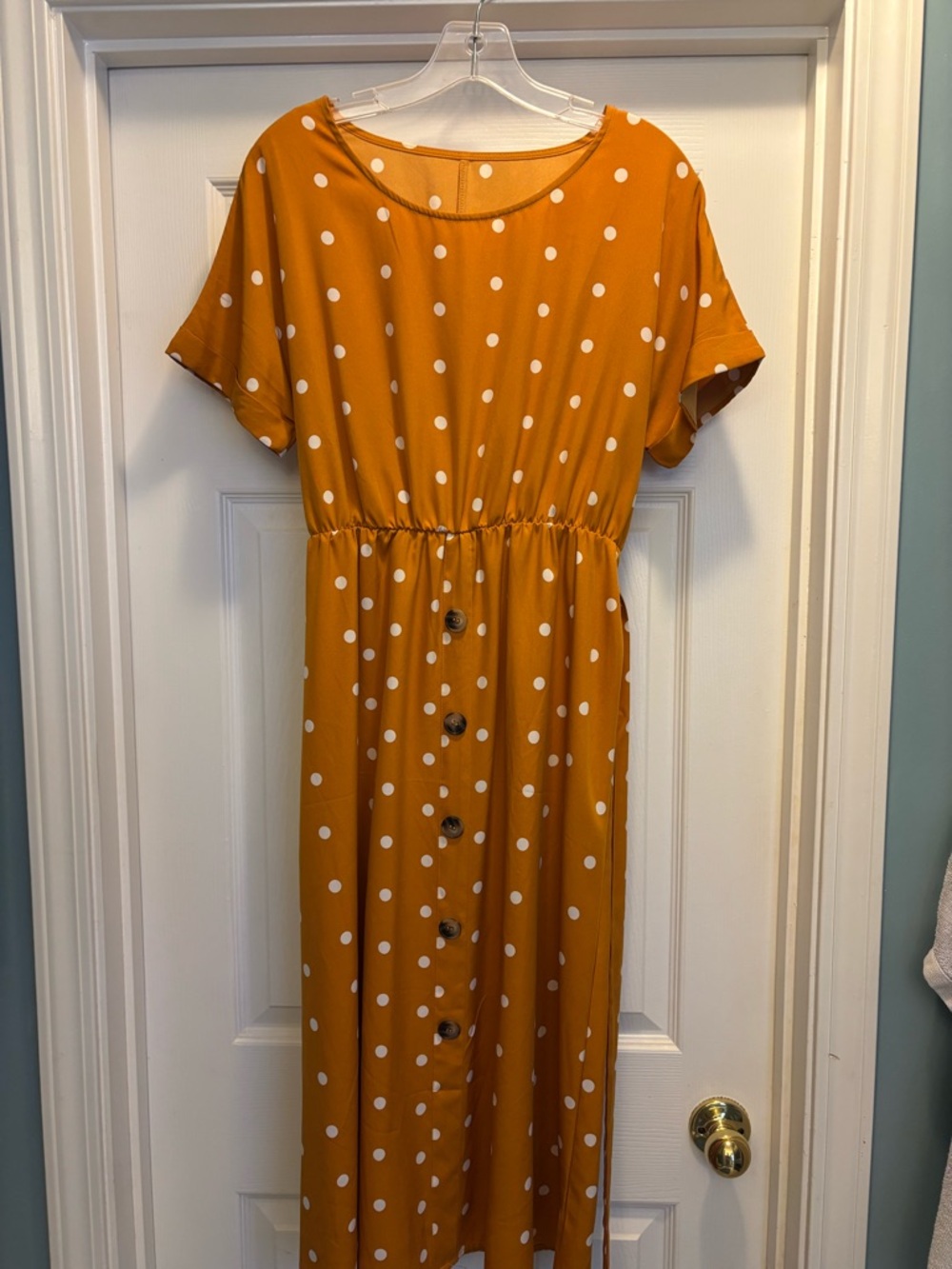 SHEIN Mustard Yellow Polka Dot Maxi Dress